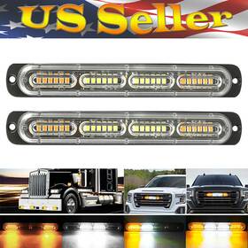 Ipx-4 Jahyshow 883148502267 2pcs Amber White Car Beacon Warning Hazard Flash Strobe Light Waterproof