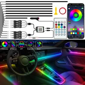 Jushope 768825721561 Interior Car Led Strip Lights Acrylic 8 In 1 Rgb/dreamcolor