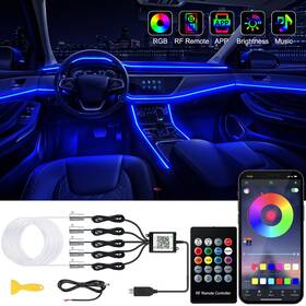 Jushope Usb-5-sk Interior Car Led Strip Lights With Wireless App And 5 In 1 Rgb