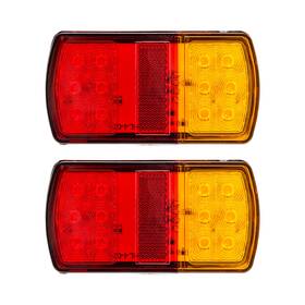 233654 Kac 2x Truck Trailer Rear Brake Stop Turn-signal-lights Red Amber Tail Light 12 Led
