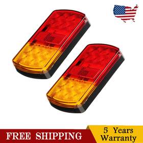 Kac 590451172576 2pc Red Amber 12 Led Tail Light Truck Trailer Rear Brake Stop Turn-signal-lights
