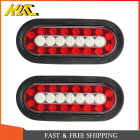 Adv506819 Kac 2pcs Oval Red Amber Led Trailer Stop Brake Turn Tail Lights For Truck Rv