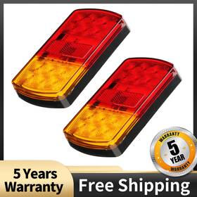 Hjrtsj2064781 Kac 2x Red Amber 12 Led Tail Light Truck Trailer Rear Brake Stop Turn-signal-lights
