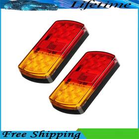 Ka535635c Kac 2x Truck Trailer Rear Brake Stop Turn-signal-lights Red Amber 12 Led Tail Light