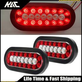 Spe531064 Kac Pair Turn Tail Lights Oval Red Amber Led Trailer Stop Brake For Truck Rv