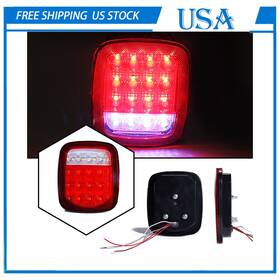 Spe531118 Kac 2pc 16 Led Tricolor Steering Brake Astern Rear Taillights For Trailer Truck 12v