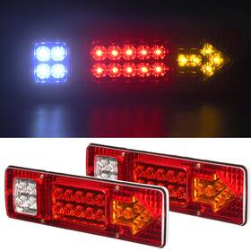 Top556524 Kac 2pcs Warning Lamps 19 Led Turn Signal Taillamps Red Yellow White Pair