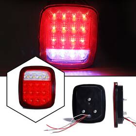 Top556586 Kac 2x Trailer Truck 16 Led Tri-color Turn Brake Reverse Rear Tail Lamp 12v Pair