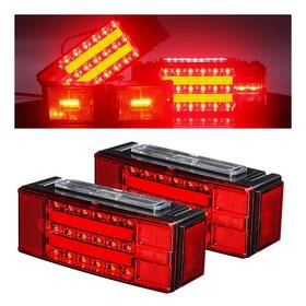 Top556593 Kac Rectangular Trailer Truck Turn Brake Lamp Kit With Side Lamps 12v 2 X Warning