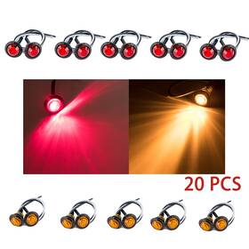 Zon556470 Kac 20x Warning Lights 3/4 In 3led Side Light 12v 10 Yellow Red