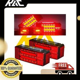 Zon556593 Kac Rectangular Trailer Truck Turn Brake Light Kit With Side Lights 12v 2 X Warning