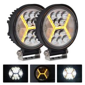 117w Kassam 680580303236 2pcs Round Led Pods Driving Lights Bar With Amber Drl Light - 12000lm Fl
