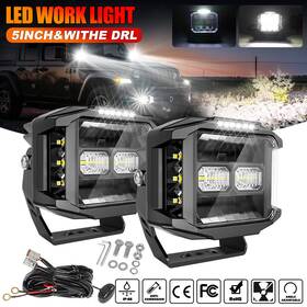 Kb-autolight F996dz-5-w-pair Xz 5 Inch Side Shooter Led Work Light Fog Driving Pods With Drl For Jeep Wrangler Jk Tj Cj