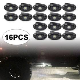 Kkkeeparts 550725248725 16 Pcs White Led Rock Light For Jeep Truck Atv Suv Trail Rig Bar Lamp