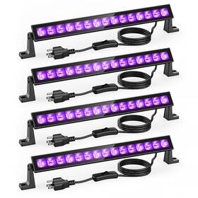 Lamvip 974564550322 4pcs 40w Led Black Light Bar Blacklight Bars With Plug 5ft Cord And Switch