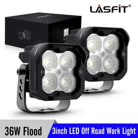 Lw03fl36w Lasfit 3inch Black Led Flood Lights Pods Work Light For Jeep Suv Truck Off Road