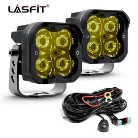 Lw03sp18yecwl02 Lasfit 2x 3inch 18w Led Yellow Work Light Pods Spot Lights Offroad Truck Suv Wiring