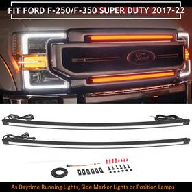 Led-nightrider Ddtgl-f250-a 2x For 2017-2022 Ford F250 F350 Super Duty Grill Accent Lights Bar Drl 3000k