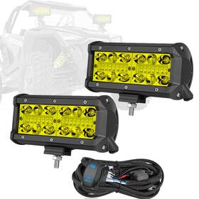 Dti-04-7y-rlx-rn Led-nightrider For Polaris Rzr Pro Xp 7 Inch Light Bar Combo Yellow Rock Switch Wiring Kit 12v