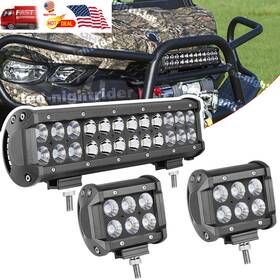 Dti-1r-12-shy Led-nightrider 18f For Polaris Ranger Xp 1000/1000 Crew 12 Inch Light Bar Combo 2x 4 Flood Pods