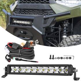 Dti-2r-12-bsr Led-nightrider Dtw For Polaris Ranger Xp 1000/1000 Crew 12 Inch Single Row Light Bar Slim Dt Wiring
