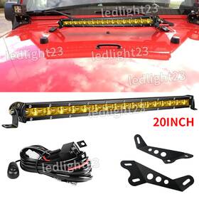 20ftftin Ledlight23 1rowy20 Led Light Bar Hood Mounting Brackets Wire Fit Jeep Wrangler Jk 2007-2017