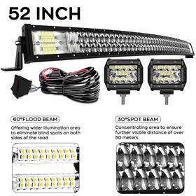 Le700whm18wsfe2 Lestry 52 Inch Windshield Led Light Bar Pods Combo Roof Driving Offraod For Jeep Wrangler