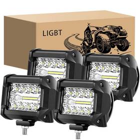 H0131a Ligbt 4inch 60w Led Pods Triple Row Flood Spot Combo Light Bar 6000lm Off Road