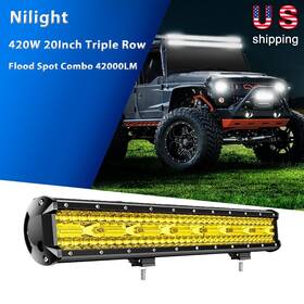18034c-a Lightcar 1 420w 20inch Led Light Bar Triple Row Flood Spot Combo 42000lm Fog Lamps