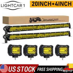 My9610y20 Lightcar 1 2x 20 Inch Led Light Bar Combo Driving 4x 4 Fog Pods Amber For Jeep Offroad Car Atv