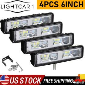 Uqodh5utdodk2 Lightcar 1 4x 6 Inch Led Work Lights 48w 12v Driving Strip Flood Beam Light Bar Suv Offroad