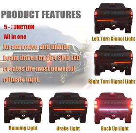 Livtee 710825806205 Truck Tailgate Light Bar 60 Inch Led Strip With Red Running Brake White Re