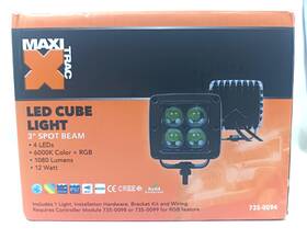 735-0094 Maxi Trac 664766672644 3 Inch Spot Beam Led Cube Light 6000k Color Rgb 1080 Lumens