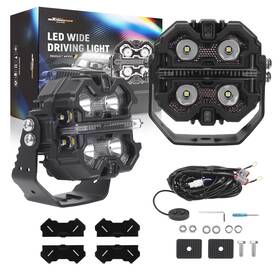6a3qru Maxpeedingrods Led Driving Lights Square 19200lm Rgb Drl For Marine Utv Suv Off Road 12v Ip68