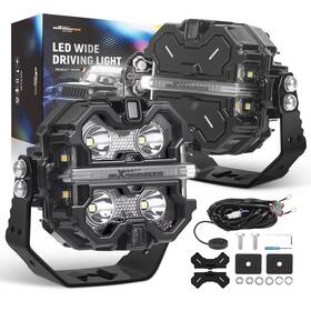 Ag4o87 Maxpeedingrods Led Work Light Pods 3.5inch 6000k White Amber Drl Rgb Background For Suv Atv 12v