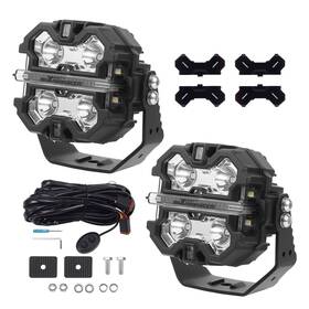 Pnke6s Maxpeedingrods Square Led Pod Lights For Off Road 160w Spot Beam Side Shooter White Amber Drl