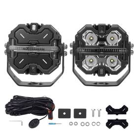 Maxpeedingrods Rbcfp5 Square Led Pod Lights For Off Road 160w Spot Beam Side Shooter White Amber Drl