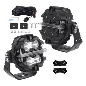 Maxpeedingrods U02pz3 2pcs 3.5 Inch Led Work Light Amber White Drl Spot Beam Offroad Driving Lights