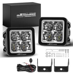 Vpp94p Maxpeedingrods 3.3in 120w Square Led Driving Lights Spot Beam 12000lm White Amber Drl Ip67