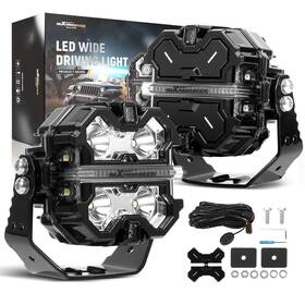 Vueh5y Maxpeedingrods 160w Led Light Bar 3.5 Inch Square Pod Lights Spot Side Shooter White Amber Drl Ip68