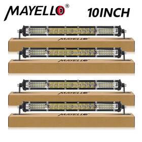 610b04lasfm Mayello 4x 10inch Led Light Bar Spot Flood Combo For Truck Suv Atv Jeep Offroad Driving