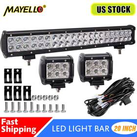 Halm32ekhan3 Mayello 20 Inch Led Light Bar Combo Spot Flood 4 Pods Wiring Kit Truck Offroad 4wd 22ftft