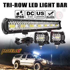 O11k3snk Mayello 20inch Led Light Bar 4 Inch Pods Spot Flood Combo Offroad Driving Truck 4wd Wire Kit