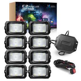 C2-rgbic Mictuning Max Rgb Led Rock Lights Kit - 8/12/16 Pods Underbody Glow Chasing Lamp