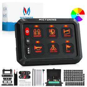 Mic-08-233 Mictuning P1s Rgb 6 Gang Switch Panel Box Led Light Bar Relay System Marine Boat