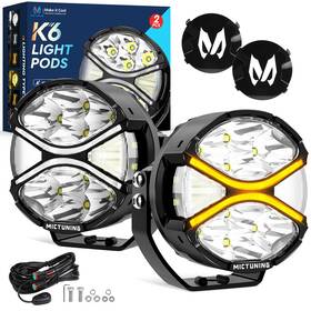 Mic-09-124 Mictuning 2pcs 4 Inch Led Round Light Pods - 270 Side Shooter White Drl Amber Turn Signal