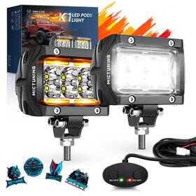 Mic-09-128 Mictuning Led Pods 2pcs Flood Off Road Lights Super Bright Driving With Wire Harness