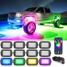 Rgbic-12 Mictuning Max Q1 8-20 Pods Rgb Ic Led Rock Lights Kit -app Control Dynamic Underglow Neons