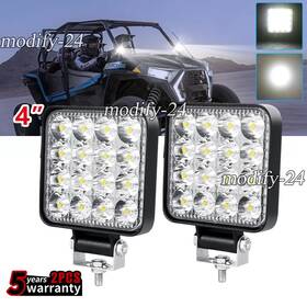 16led202 Mod 2pcs 4inch 10000lm Square Led Work Light Bar Spot Flood Pods Fit Polaris Suv Atv