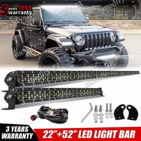 Les288wcd18wbte Mod Fit Jeep Wrangler Cherokee Upper Roof 52 Inch 22ftft Led Light Bar Combo 2leads Wire